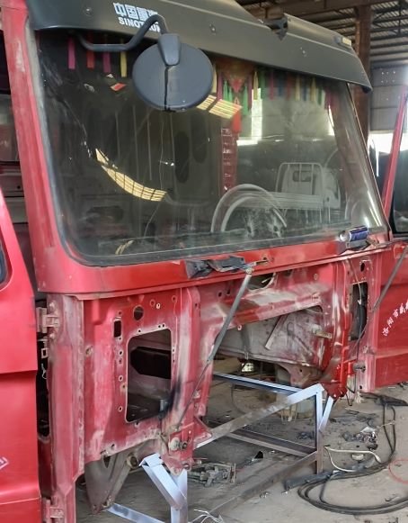 Truck cab fully disassembled during the dismantling stage
