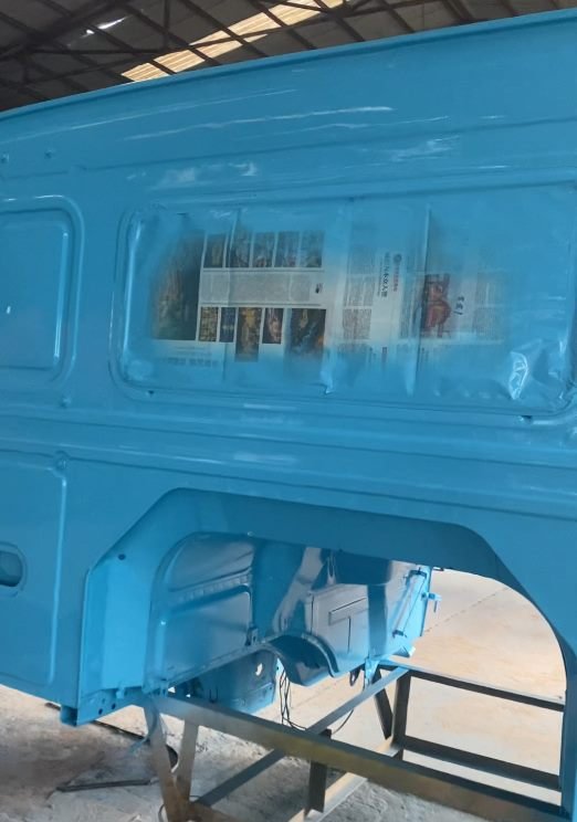 Cab body sanded back to bare primer ahead of repainting
