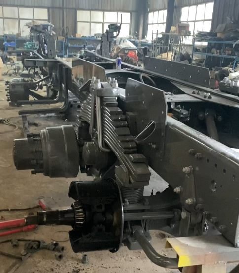 Chassis frame after rust removal with fatigued steel sections cut out and replaced
