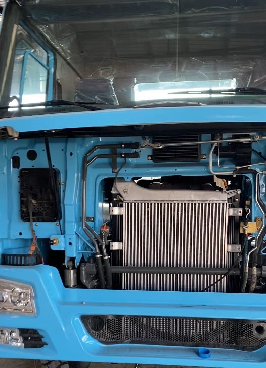 Refurbished cab being mounted onto the completed chassis